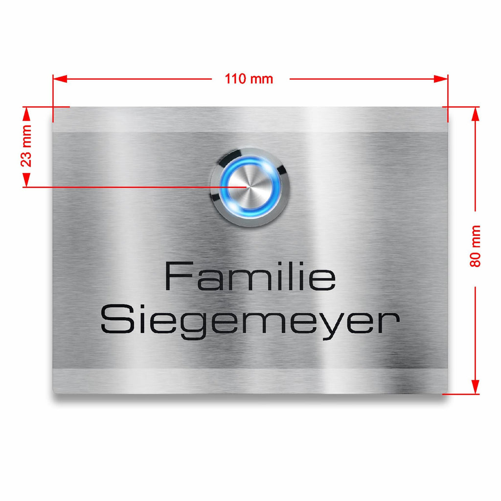 Metzler Türklingel Edelstahl Klingeltaster LED optional wählbare Größen | Heidi