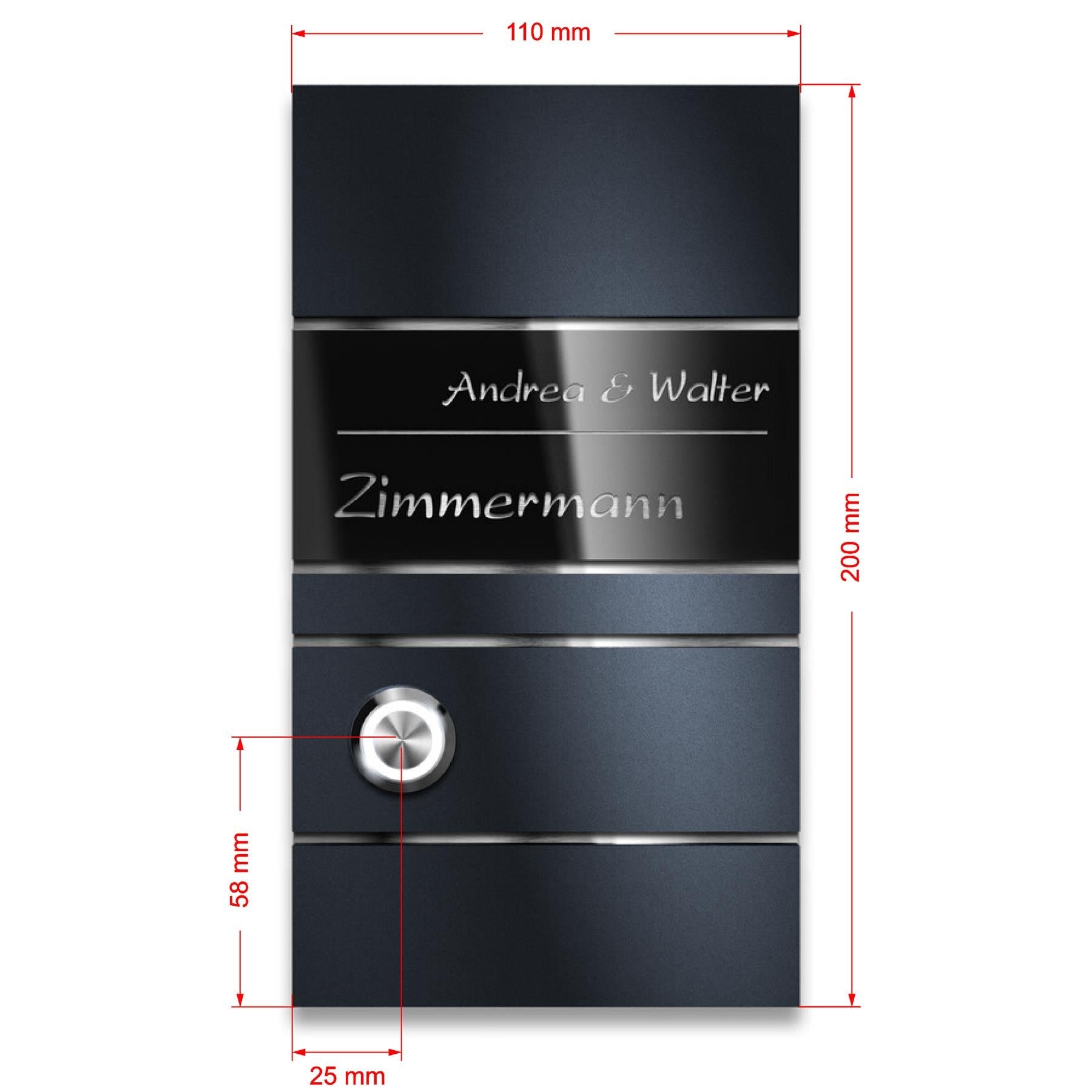 Metzler Design Türklingel mit Gravur | Ava Slim