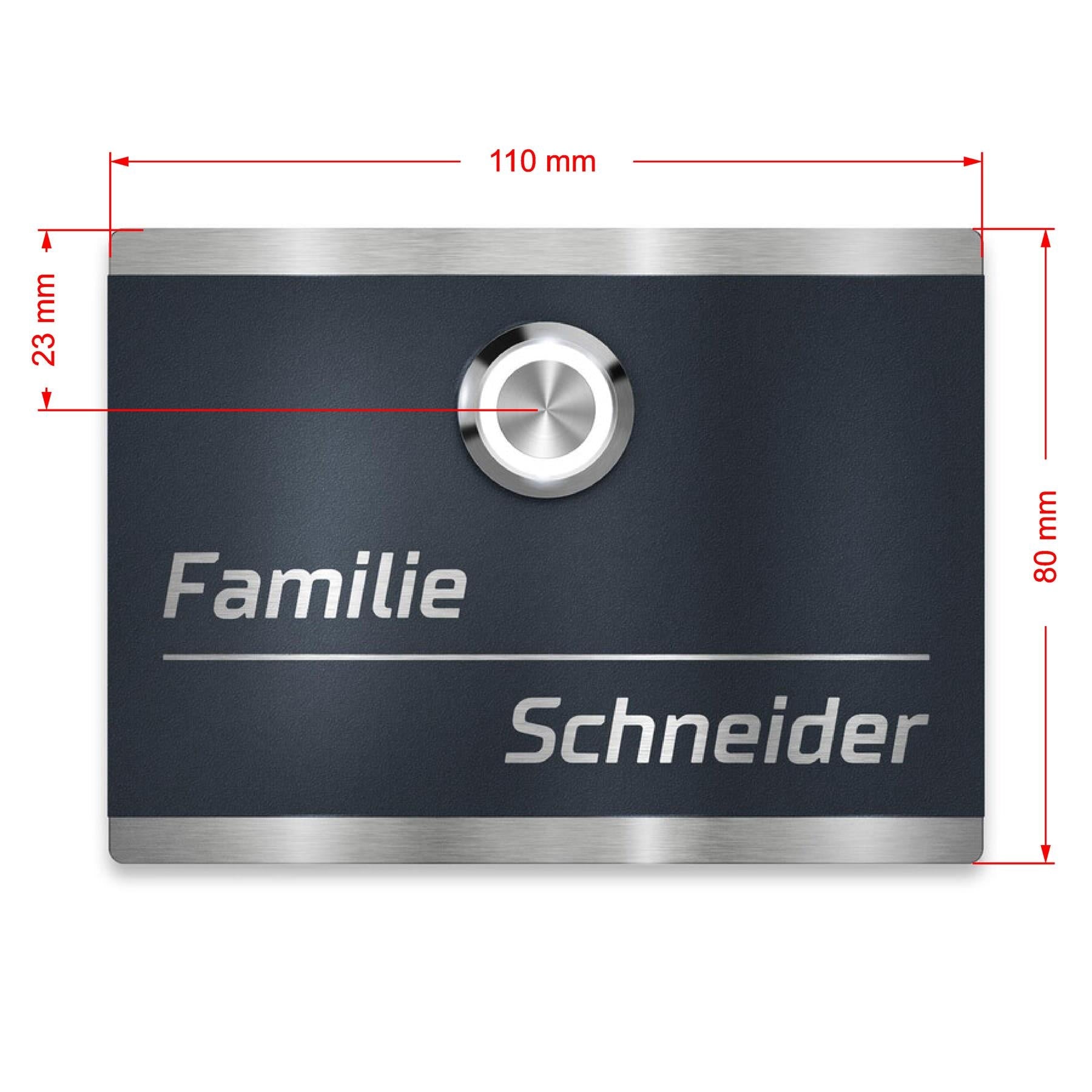 Metzler Türklingel aus Edelstahl | Klingeltaster LED optional | Heidi