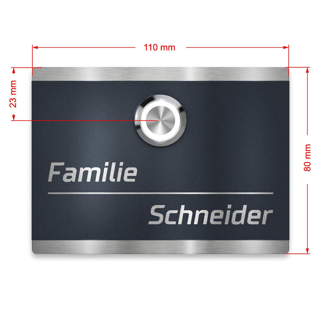 Metzler Türklingel Edelstahl Anthrazit LED Größe wählbar | Heidi