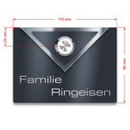 Metzler Design Klingelschild mit Gravur + LED-Drucktaster optional | Velora