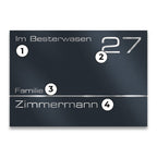Hausnummernschild in Anthrazit RAL 7016 aus Edelstahl