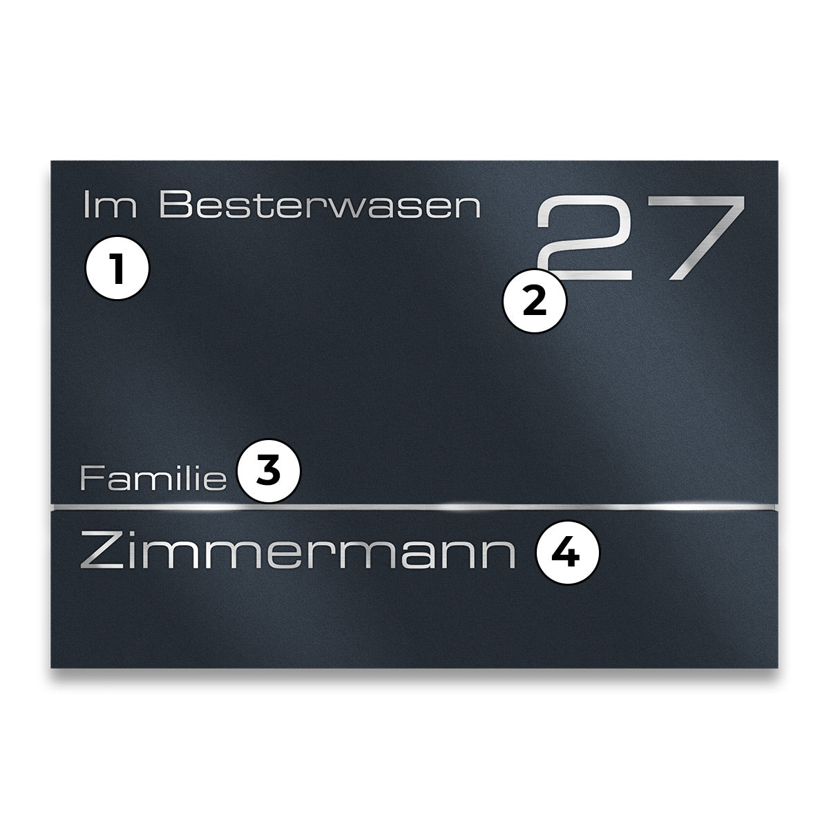 Hausnummernschild in Anthrazit RAL 7016 aus Edelstahl