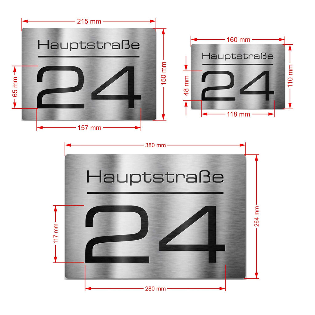 Hausnummernschild aus V2A Edelstahl