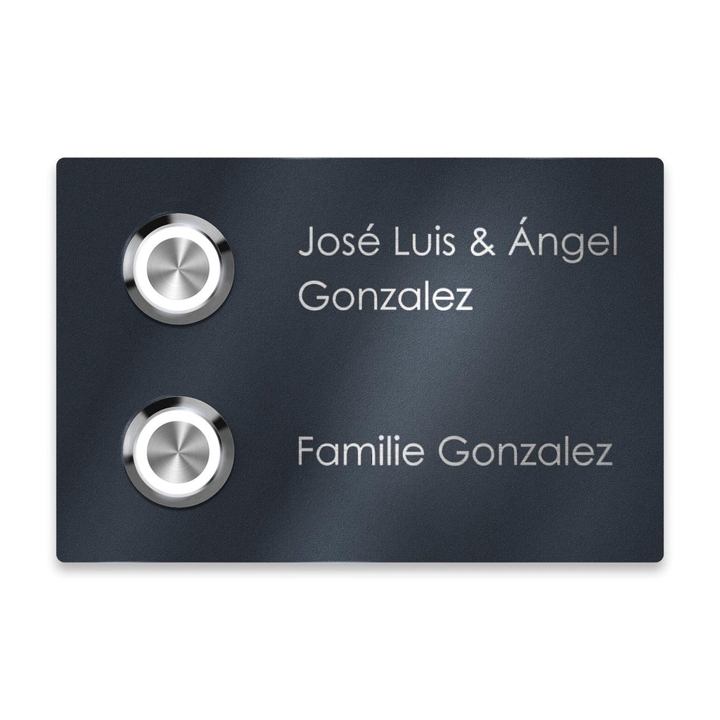 Metzler Türklingel Zweifamilienhaus Anthrazit Gravur + LED-Taster | Stella M2