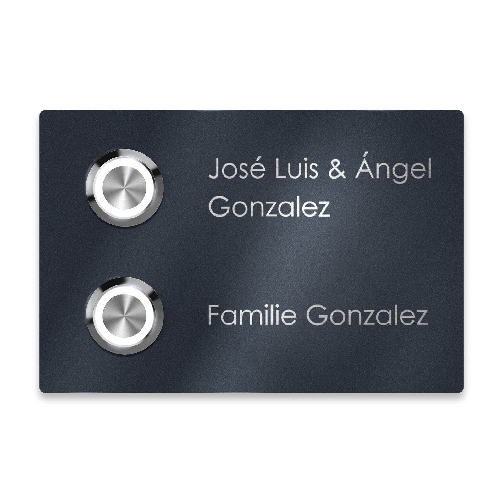 Metzler Türklingel Zweifamilienhaus Anthrazit Gravur + LED-Taster | Stella M2