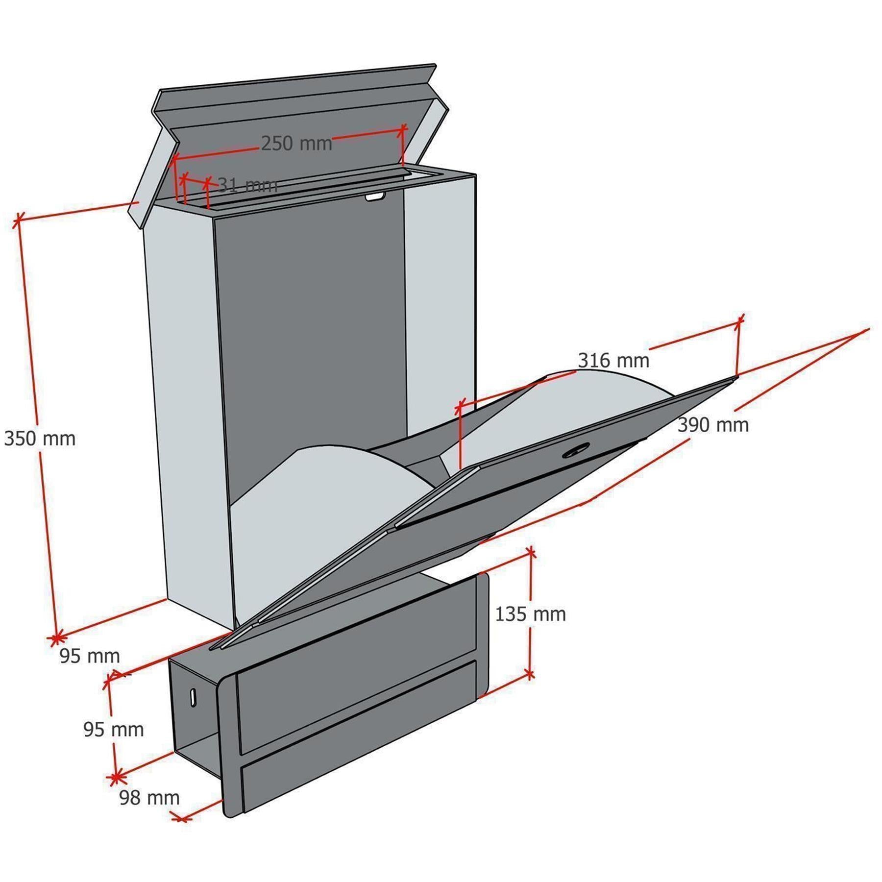 Metzler Briefkasten Edelstahl V4A Gravur + Zeitungsfach optional | 01