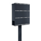 Metzler Standbriefkasten freistehend | Anthrazit RAL7016 | Edelstahl Applikation | Lepo 3