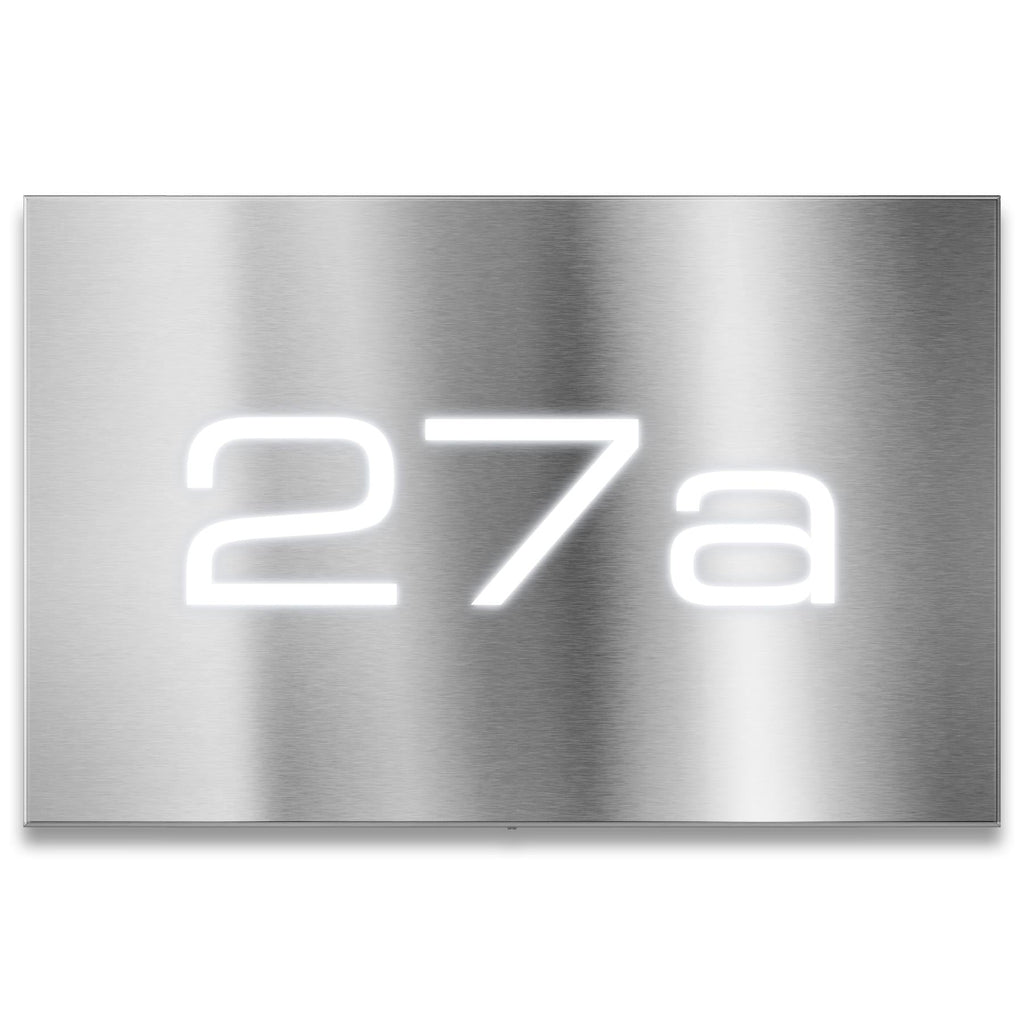 LED-beleuchtetes Hausnummernschild 3-stellig aus Edelstahl