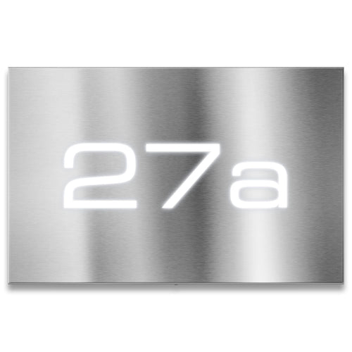 LED-beleuchtetes Hausnummernschild 3-stellig aus Edelstahl