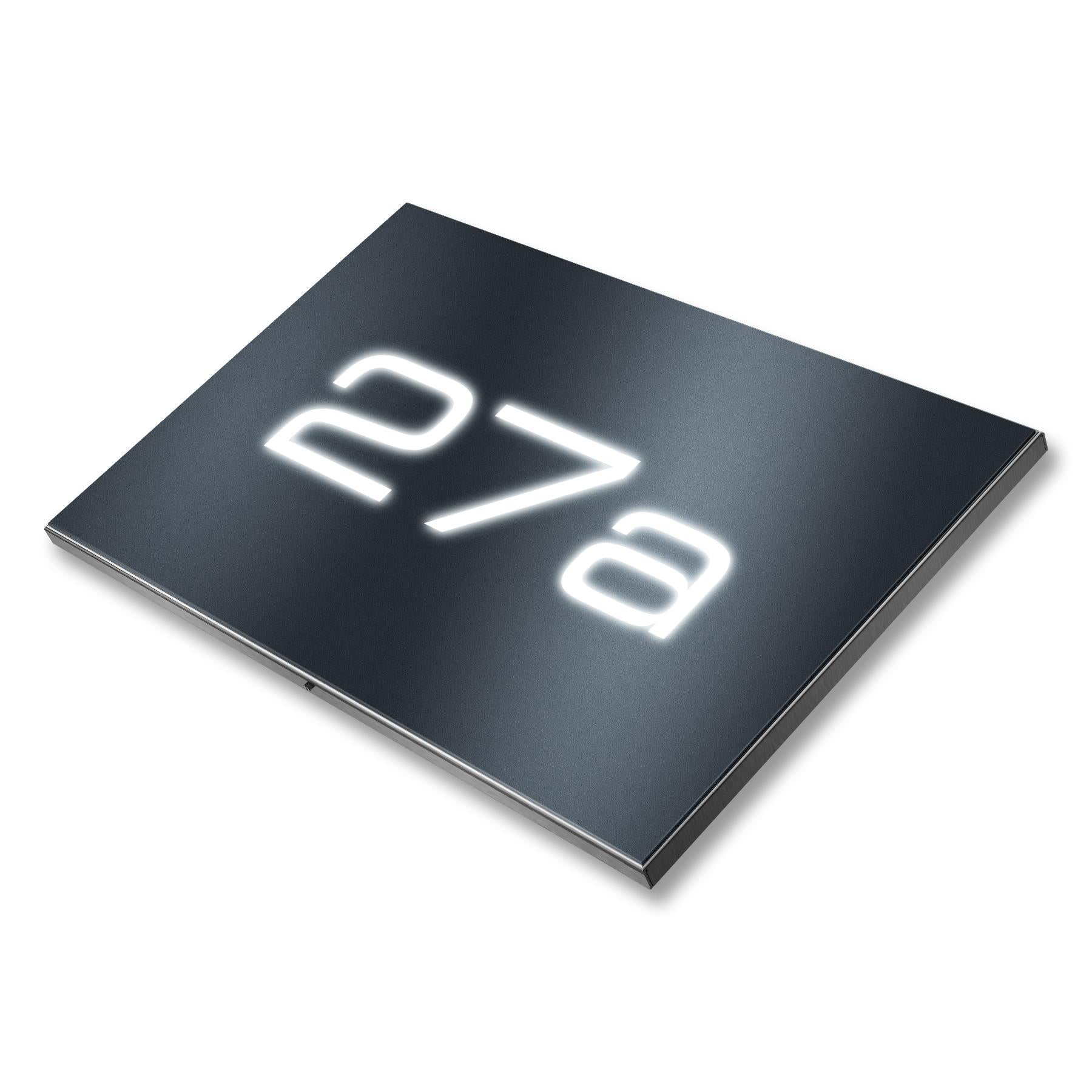 Metzler Hausnummernschild LED-beleuchtetes 3-stellig aus Edelstahl in Anthrazit