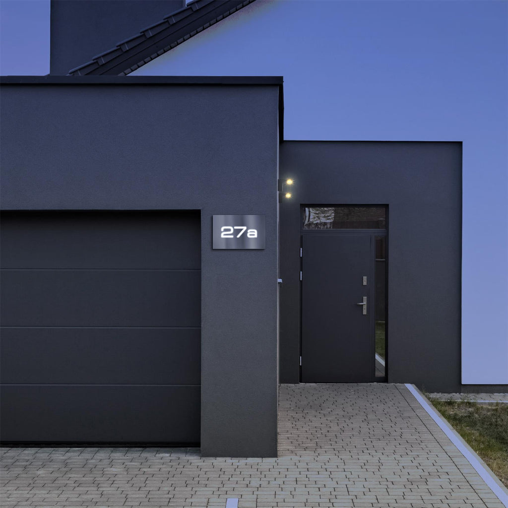 LED-beleuchtetes Hausnummernschild 3-stellig aus Edelstahl
