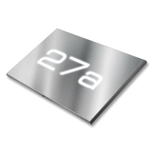 LED-beleuchtetes Hausnummernschild 3-stellig aus Edelstahl