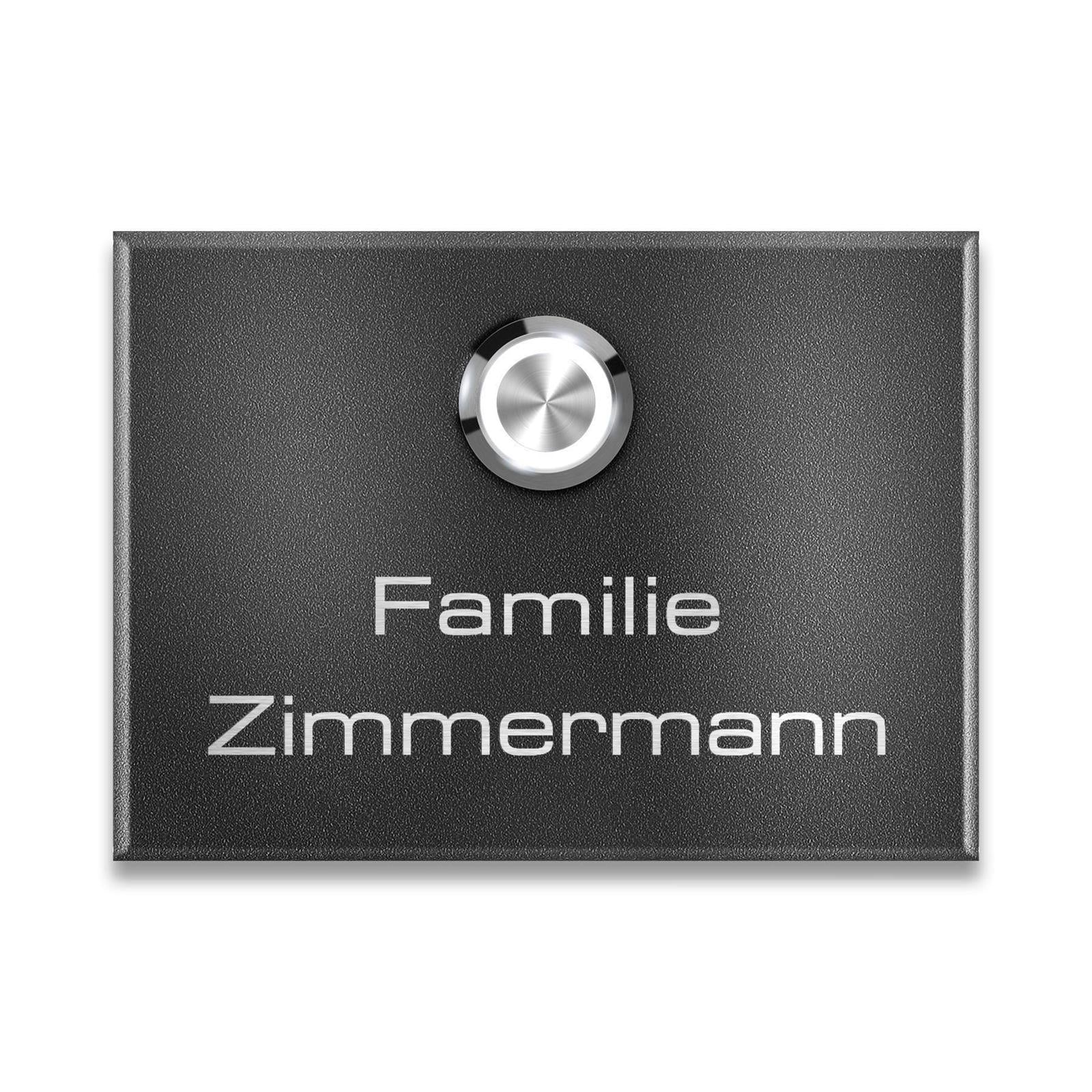 Metzler Aufputz Türklingel | personalisiert mit Gravur | Edelstahl-Taster mit LED | Vitus