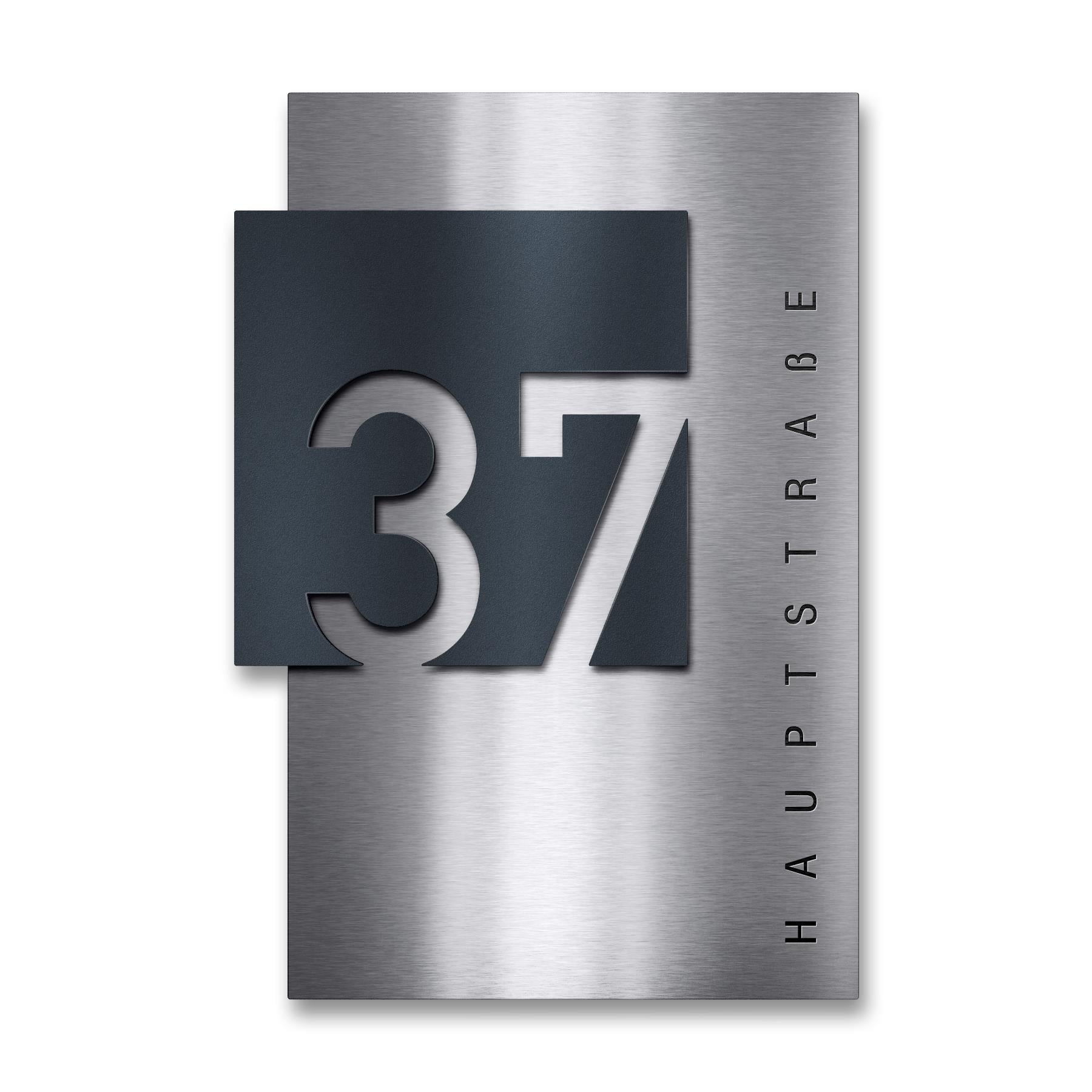 Metzler Design Hausnummernschild aus Edelstahl | Steiner