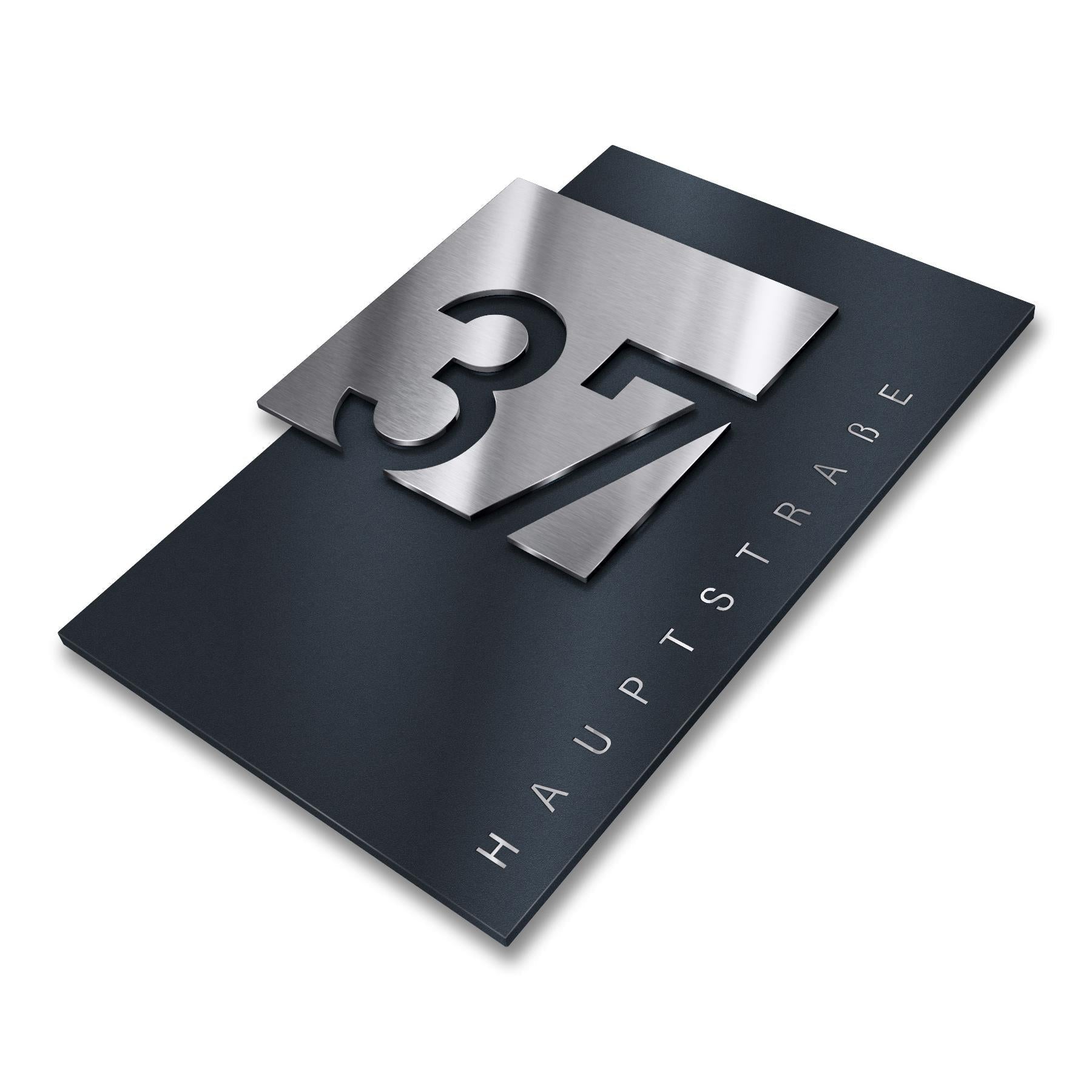 Metzler Design Hausnummernschild Anthrazit Edelstahl Modell Steiner