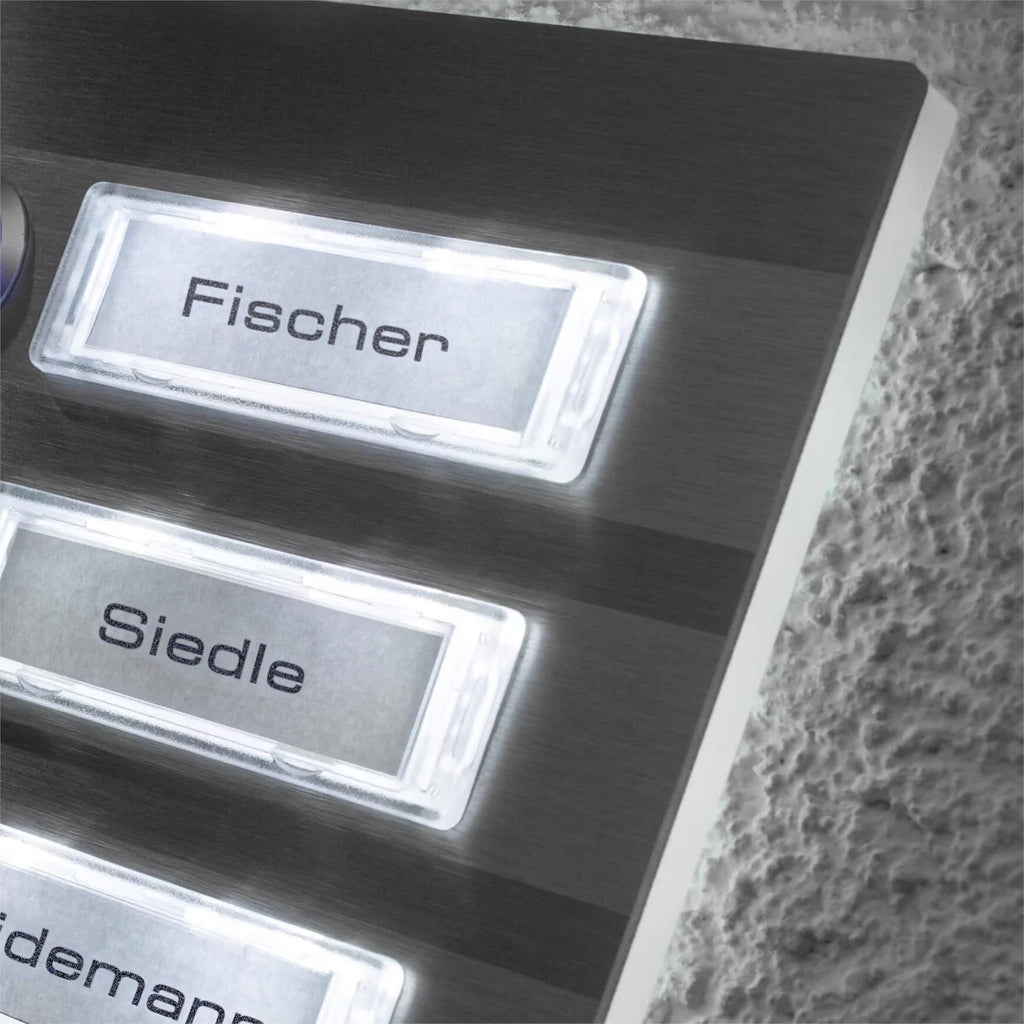 Metzler Klingel Aufputz Edelstahl austauschbare Namensschilder | Tara M4