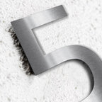 Hausnummer aus Edelstahl V2A, Schriftart Bauhaus