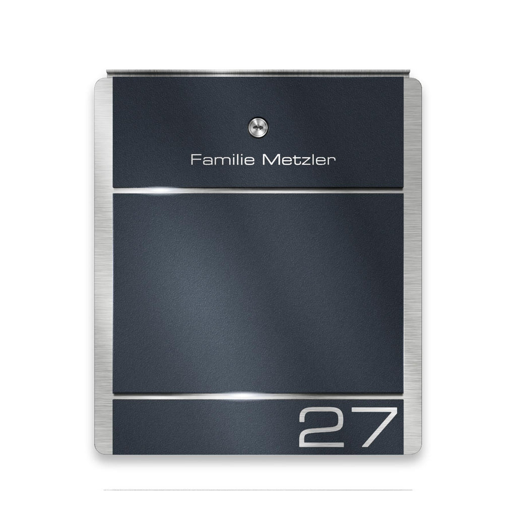 Metzler Standbriefkasten Anthrazit Gravur + Zeitungsfach optional | 01