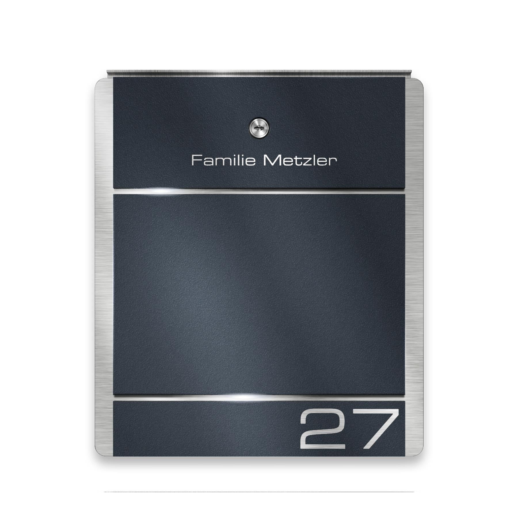 Metzler Standbriefkasten Anthrazit Gravur + Zeitungsfach optional | 01