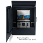 Metzler individueller Briefkasten Anthrazit Verzierung Glaselemente Modell Lepo 6