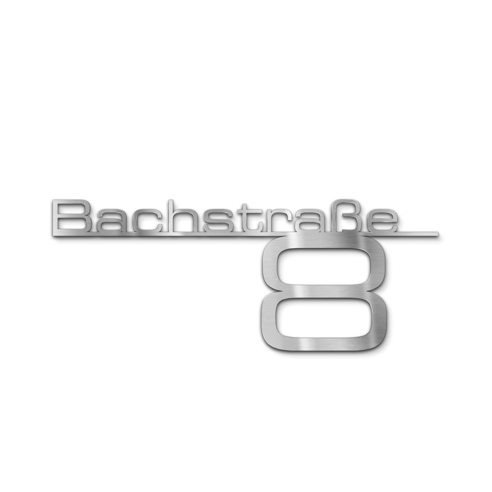 Schriftzug mit Straße & Hausnummer aus Edelstahl