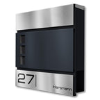 Metzler Standbriefkasten Modell Cube mit Edelstahl Leiste und Edelstahl Deckel