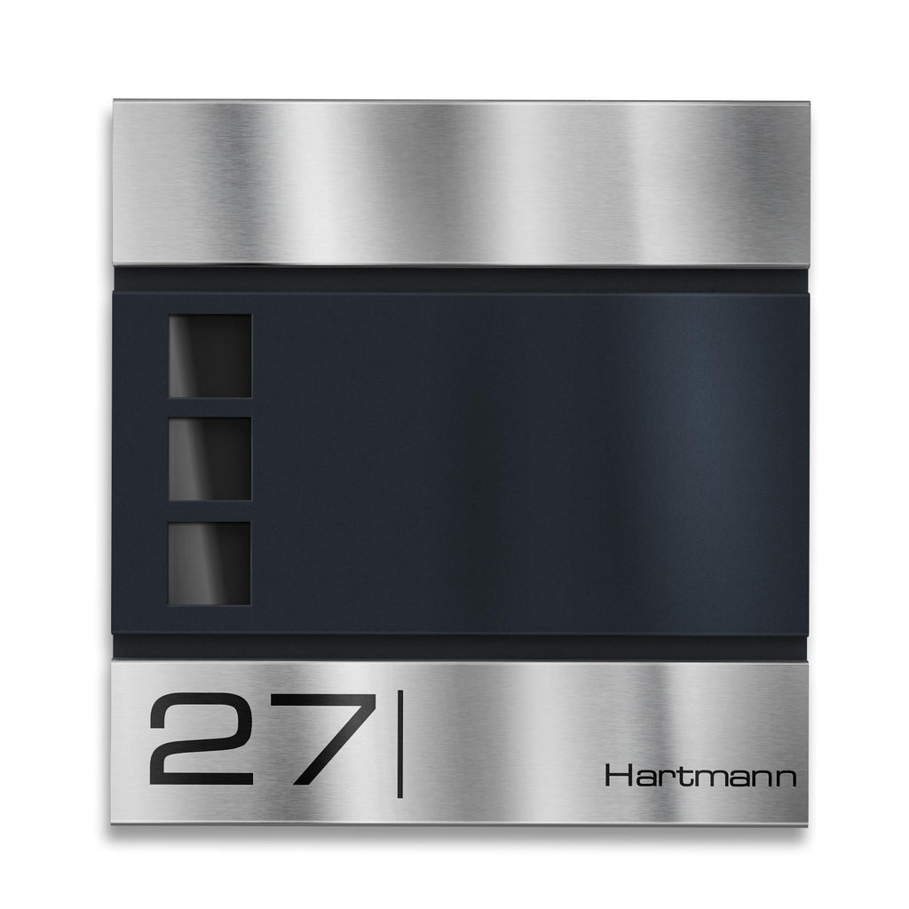 Metzler Standbriefkasten Modell Cube mit Edelstahl Leiste und Edelstahl Deckel