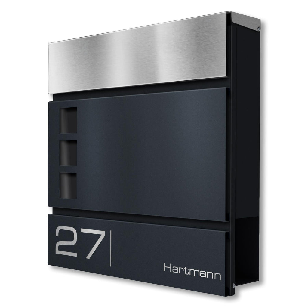Metzler Standbriefkasten Modell Cube mit Gravur und Edelstahl Deckel