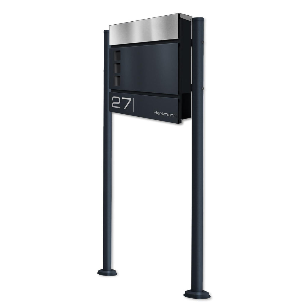 Metzler Standbriefkasten Modell Cube mit Gravur und Edelstahl Deckel
