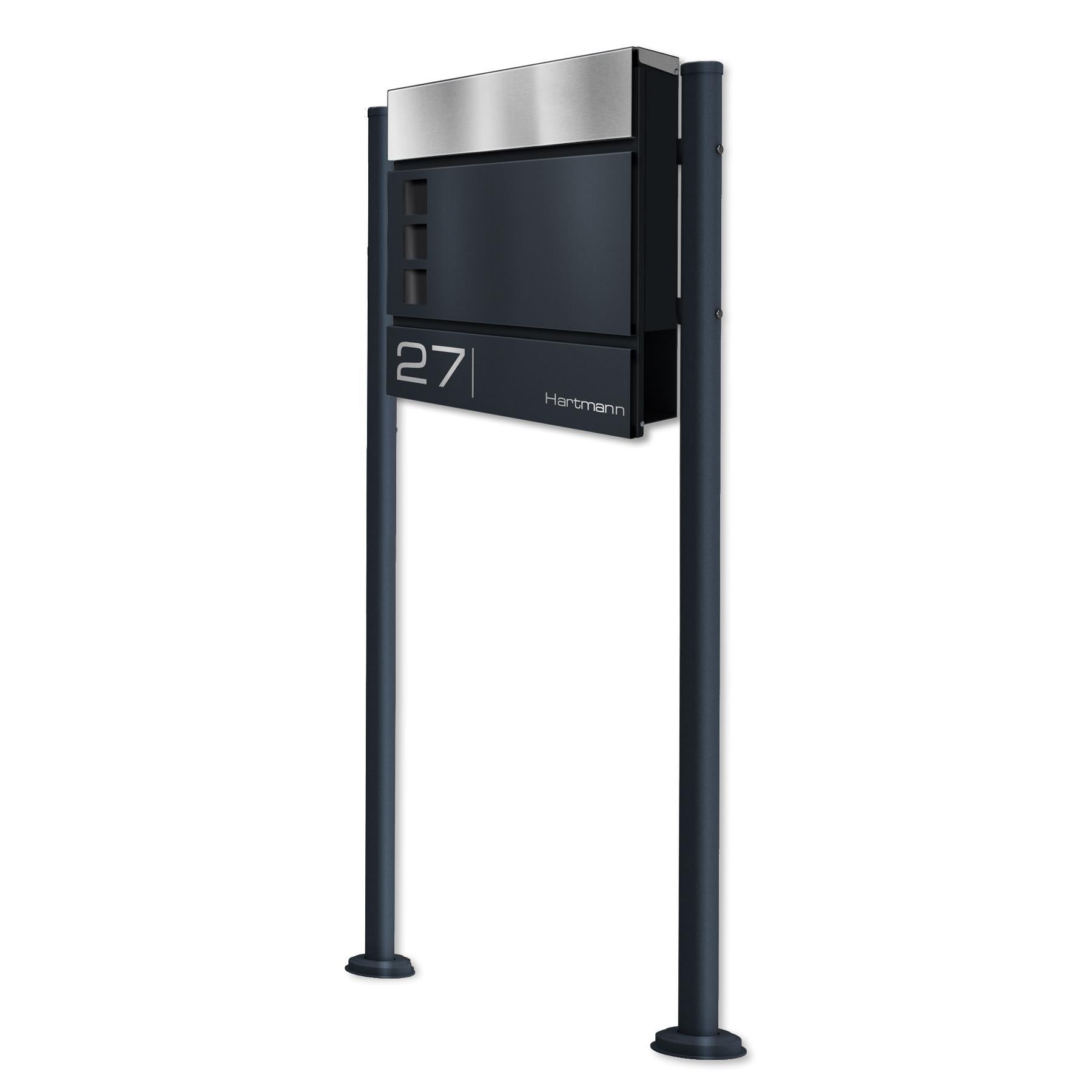 Metzler Standbriefkasten Modell Cube mit Gravur und Edelstahl Deckel