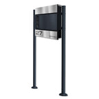 Metzler Standbriefkasten Modell Cube mit Edelstahl Leiste und Edelstahl Deckel
