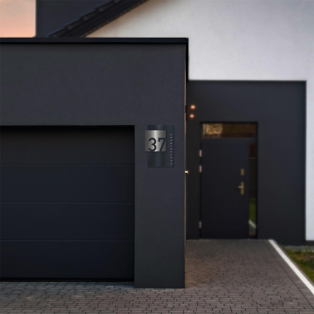 Metzler Design Hausnummernschild Anthrazit Edelstahl Modell Steiner