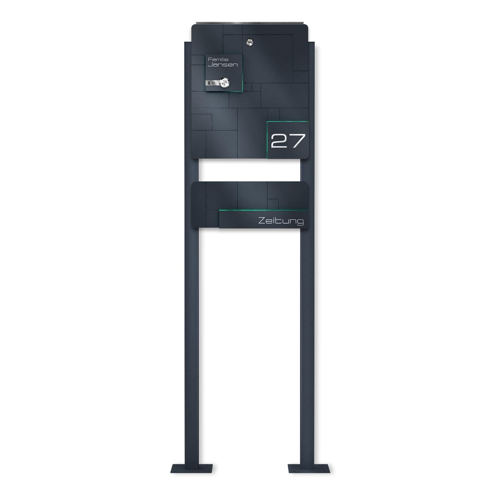 Metzler Standbriefkasten Funkklingel Anthrazit Edelstahl Gravur optional | 02