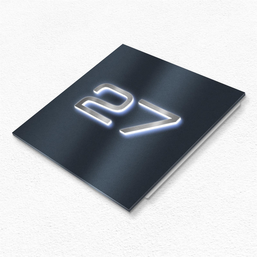 3D LED-Hausnummernschild aus Edelstahl in Anthrazit