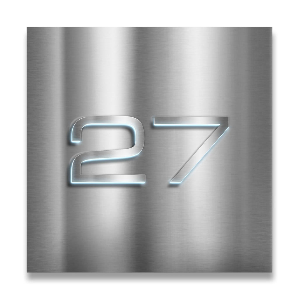 Metzler 3D LED-Hausnummernschild aus Edelstahl mit Dämmerungssensor