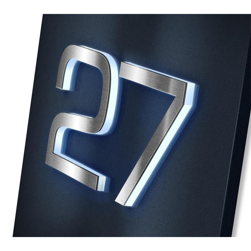 3D LED-Hausnummernschild aus Edelstahl in Anthrazit