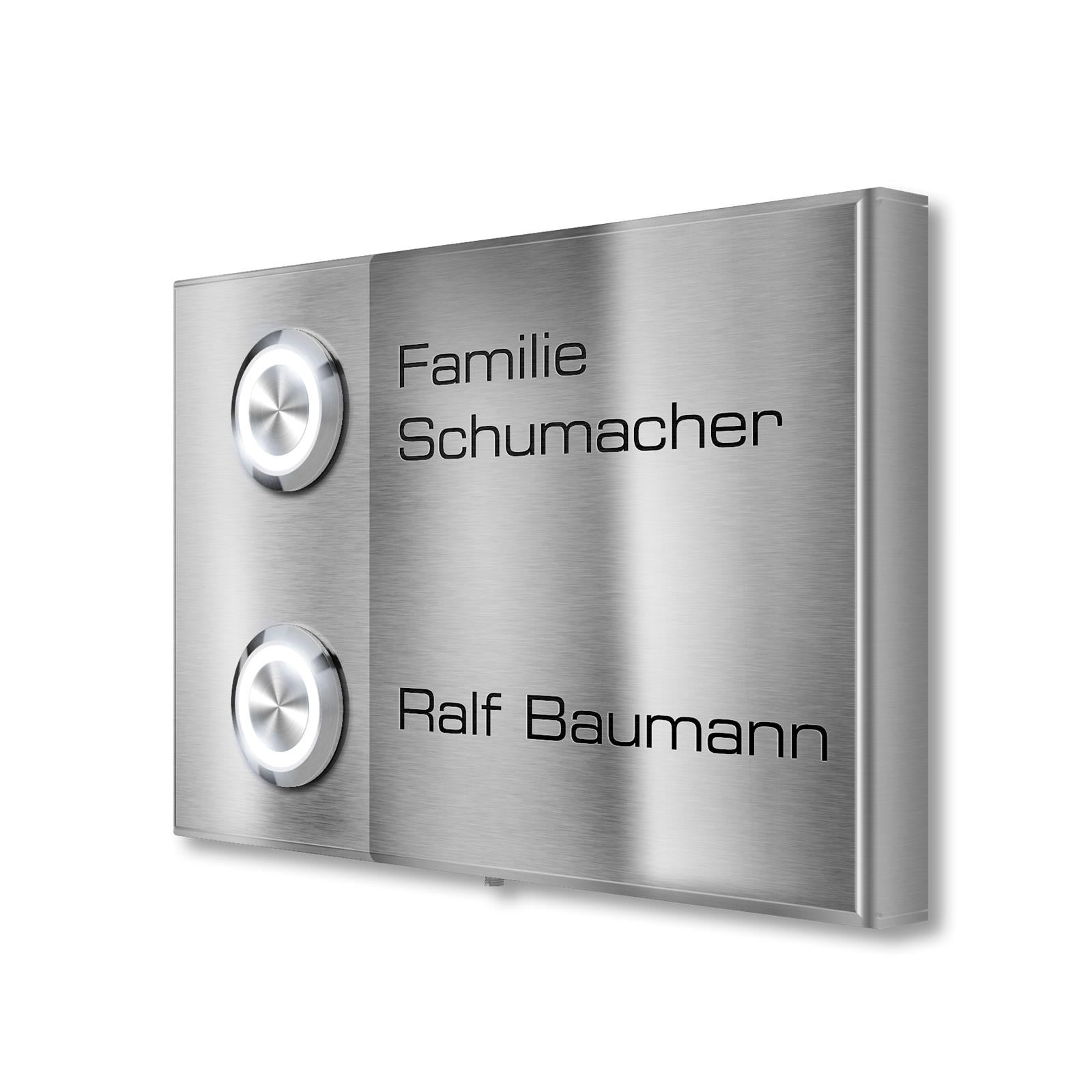 Metzler Klingel Aufputz Zweifamilienhaus Gravur | Vitus M2