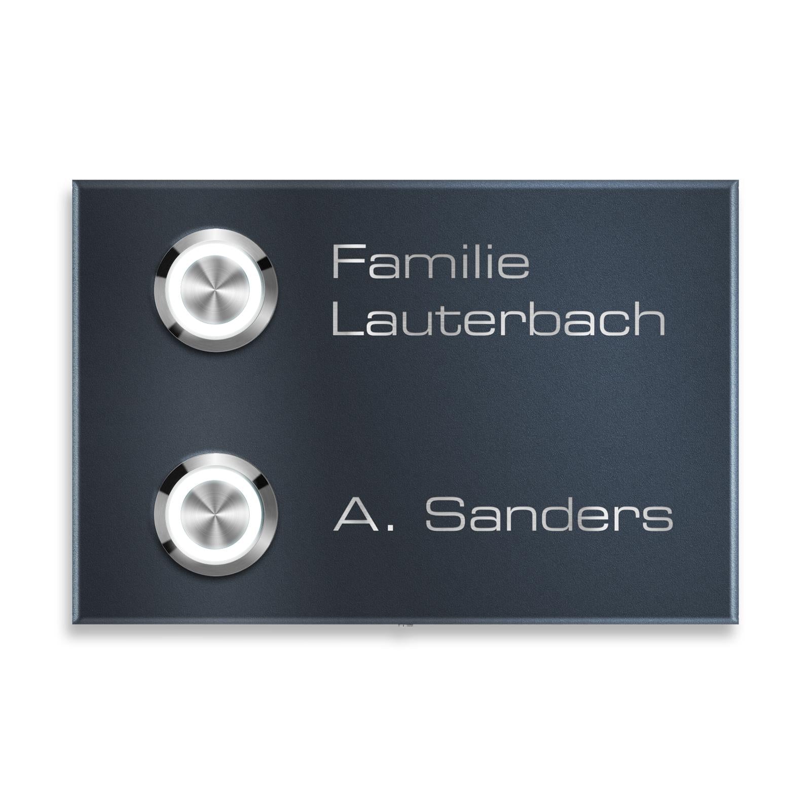 Metzler Klingel Aufputz Zweifamilienhaus Gravur | Vitus M2