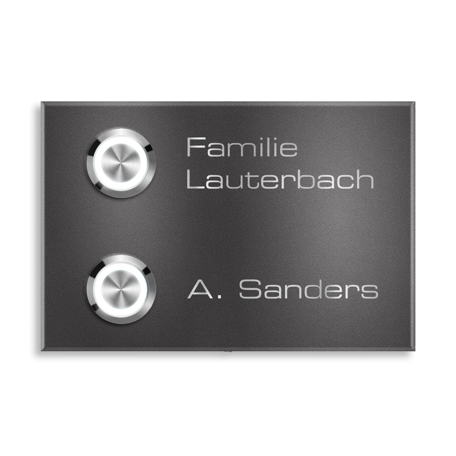 Metzler Klingel Aufputz Zweifamilienhaus Gravur | Vitus M2