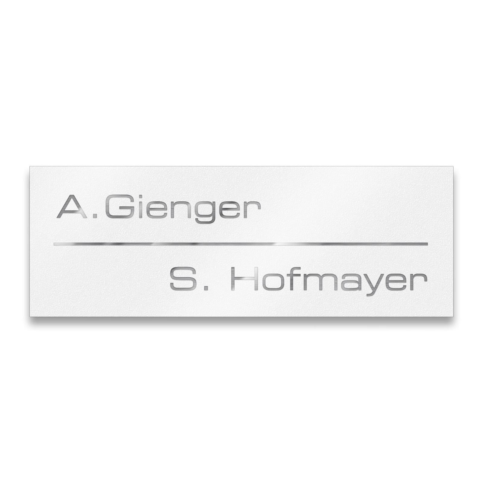 Metzler Namensschild Briefkastenschild aus Edelstahl | 8,5 x 3 cm