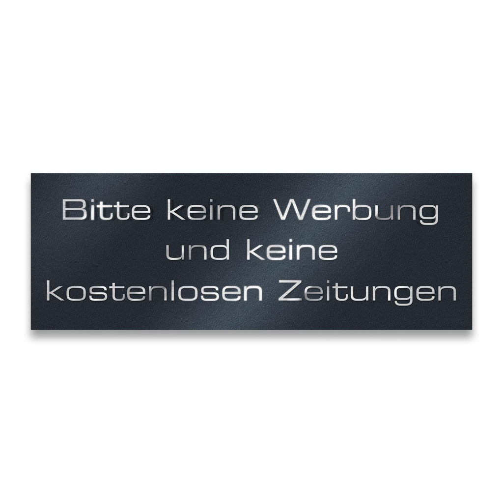 Briefkastenschild - Bitte keine Werbung - aus Edelstahl