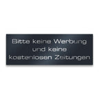 Briefkastenschild - Bitte keine Werbung - aus Edelstahl