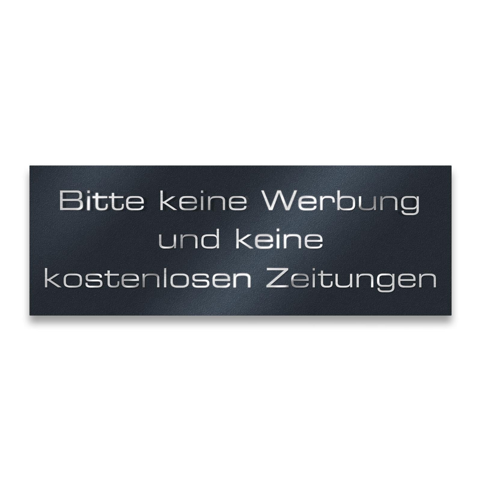 Briefkastenschild - Bitte keine Werbung - aus Edelstahl