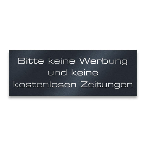 Briefkastenschild - Bitte keine Werbung - aus Edelstahl