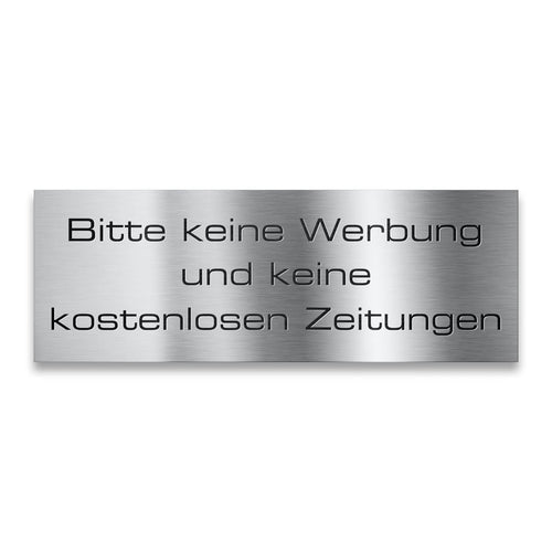 Briefkastenschild - Bitte keine Werbung - aus Edelstahl
