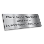 Briefkastenschild - Bitte keine Werbung - aus Edelstahl