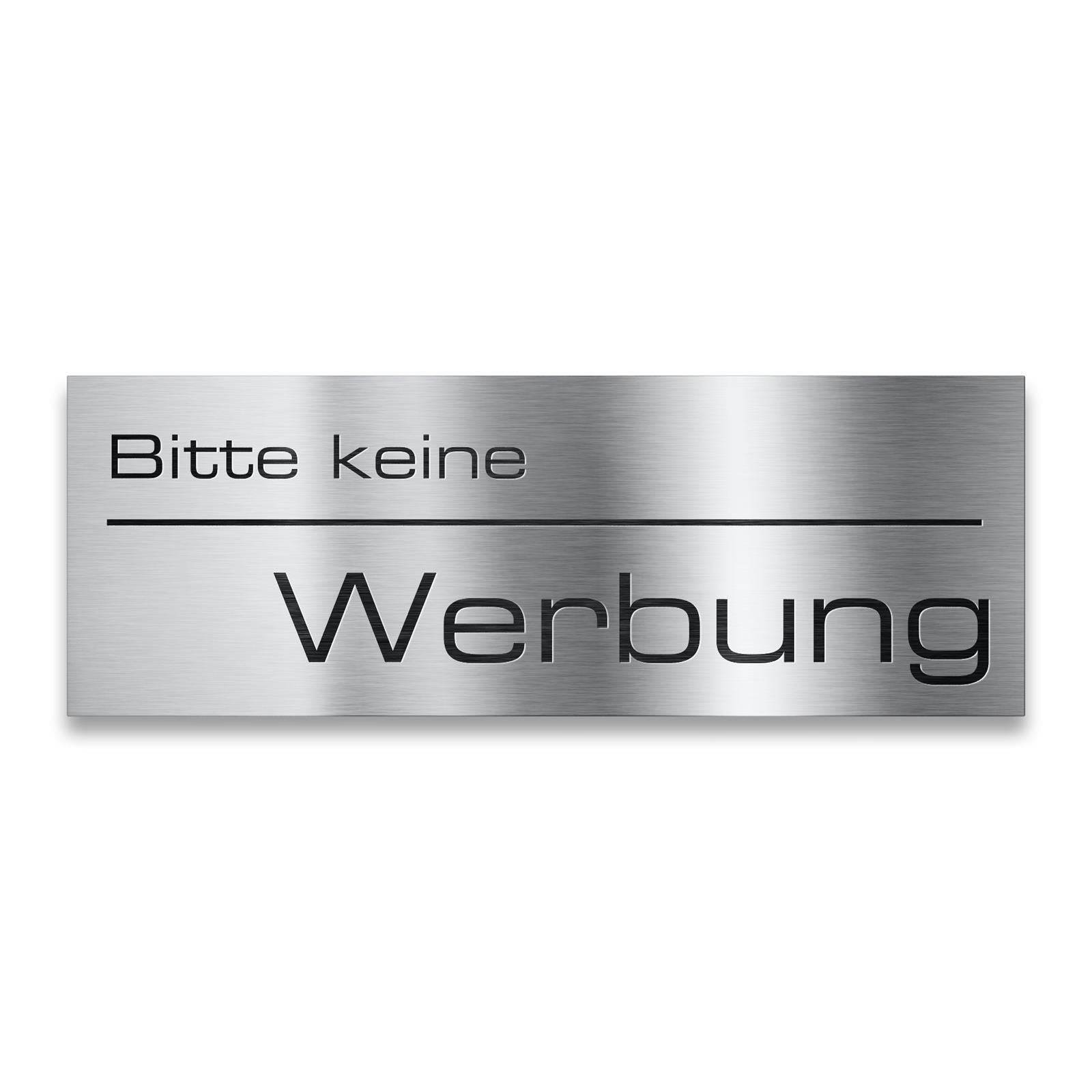 Briefkastenschild - Bitte keine Werbung - aus Edelstahl