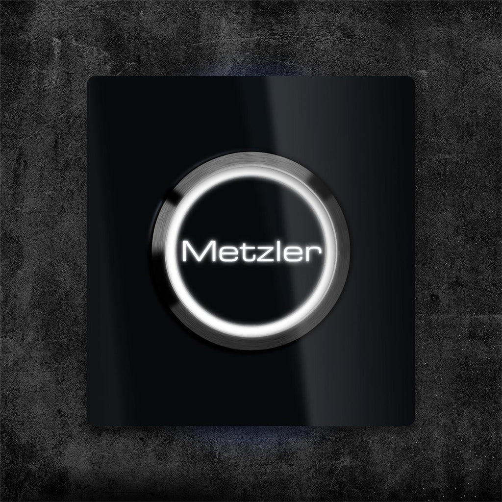 Metzler quadratische Türklingel mit LED Gravur + Klingeltaster | Luna