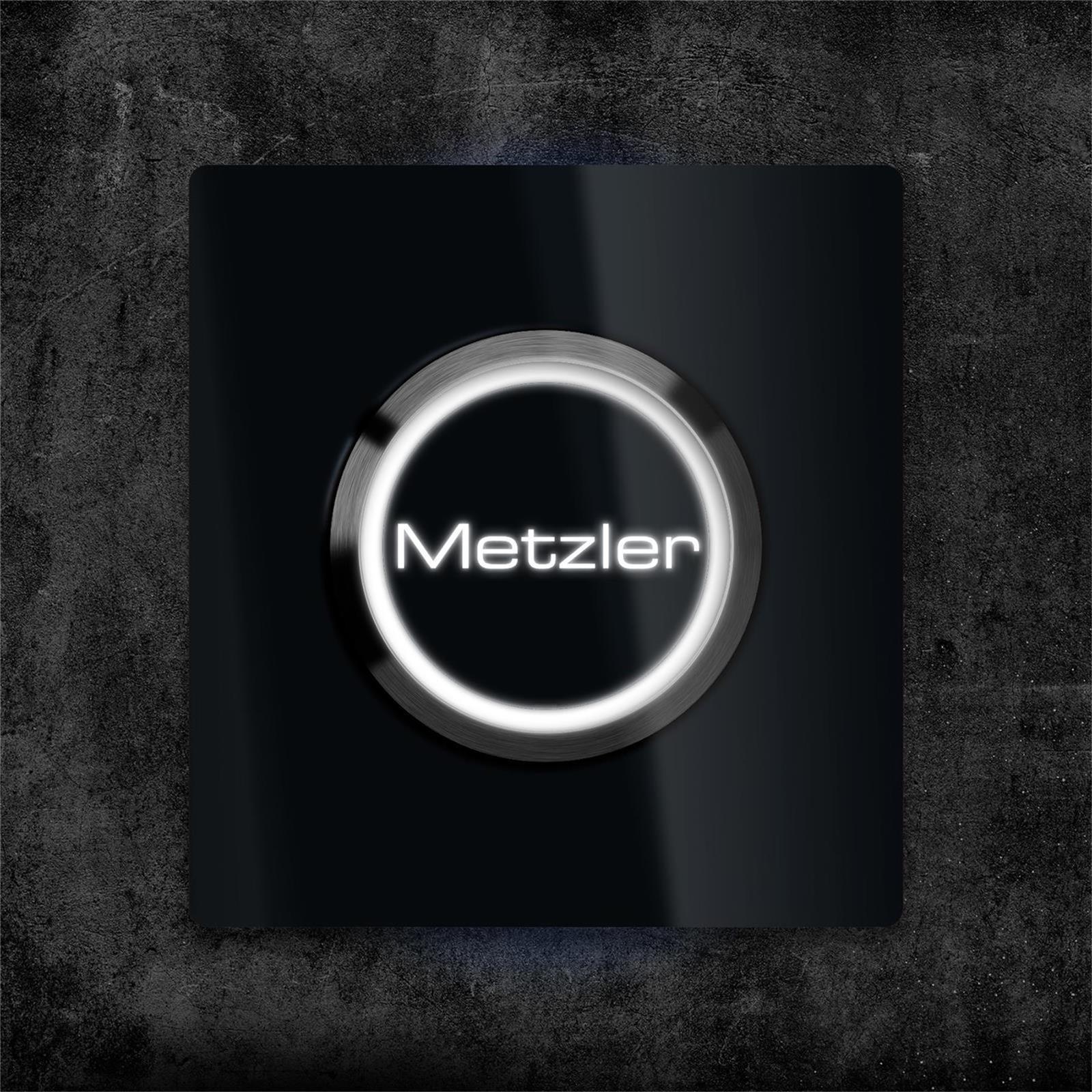 Metzler quadratische Türklingel mit LED Gravur + Klingeltaster | Luna